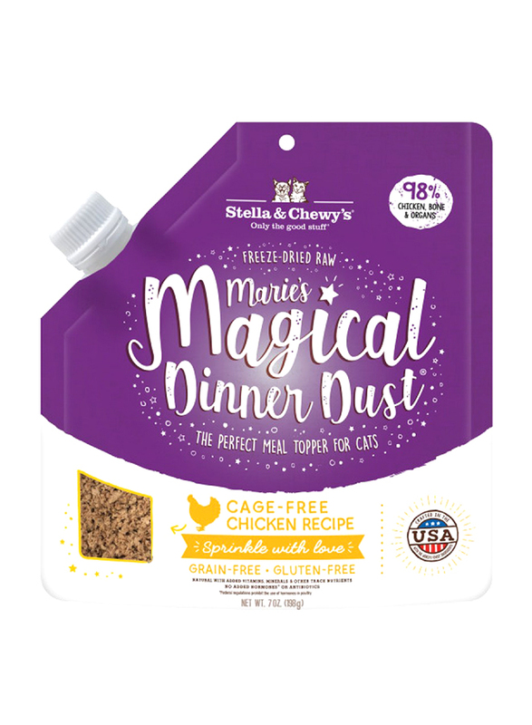 Stella & Chewy's Marie’s Magical Dinner Dust, Cage Free, Chicken Recipe Dry Cat Food, 198g
Stella & Chewy's Marie’s Magical Dinner Dust, Cage Free, Chicken Recipe Dry Cat Food, 198g