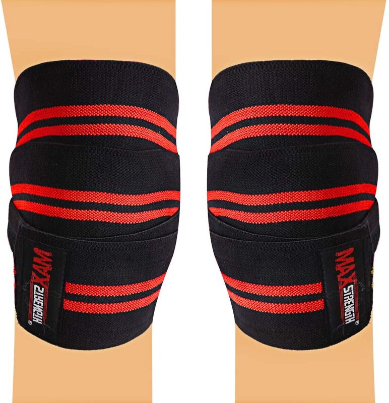 X MaxStrength Weight Lifting Heavy Duty Elasticated Knee Support Straps, 1 Pair, Red/Black
X MaxStrength Weight Lifting Heavy Duty Elasticated Knee Support Straps, 1 Pair, Red/Black