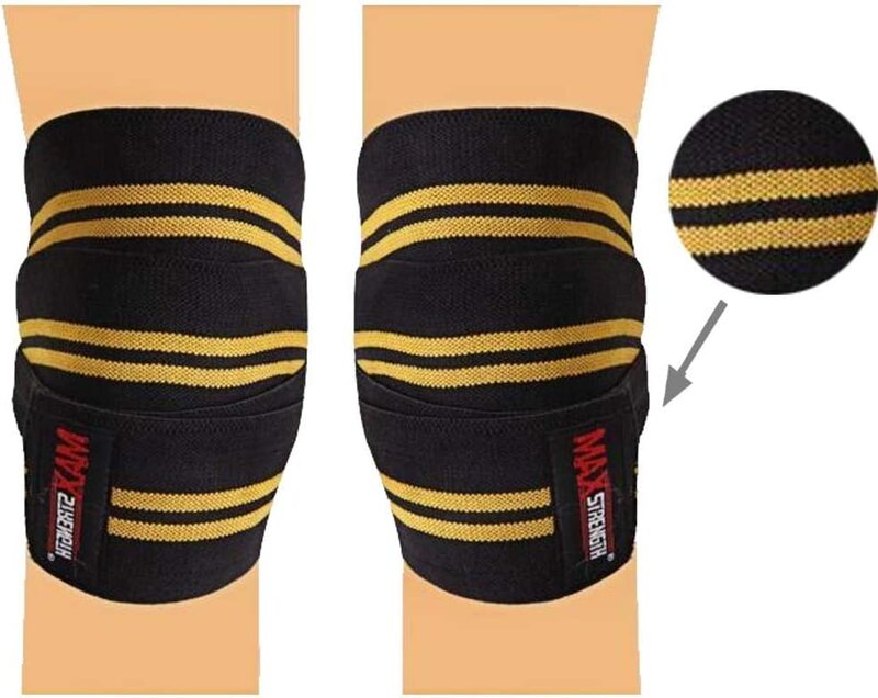 X MaxStrength Weight Lifting Heavy Duty Elasticated Knee Support Straps, 1 Pair, Black/Yellow
X MaxStrength Weight Lifting Heavy Duty Elasticated Knee Support Straps, 1 Pair, Black/Yellow