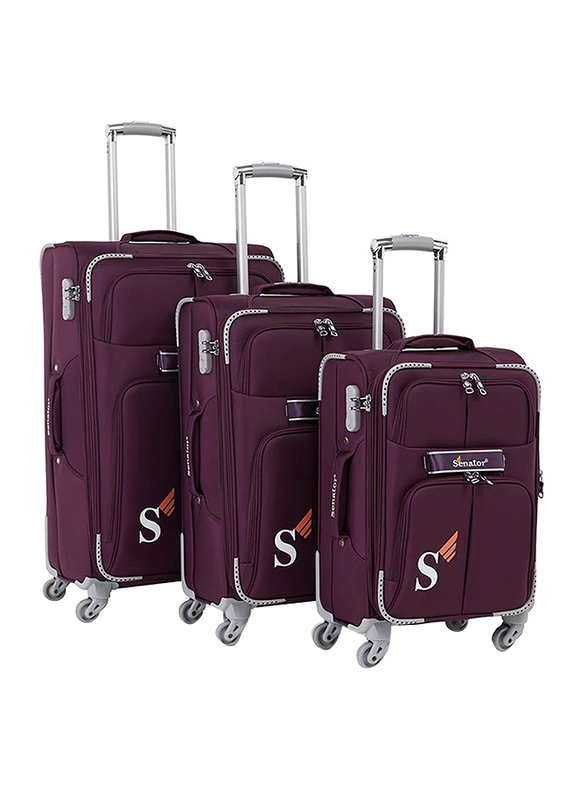 Senator Travel Bags Ultra Lightweight ABS Soft Case Trolley Luggage Set of 3 Suitcases with 4 Spinner Wheels Purple
Senator Travel Bags Ultra Lightweight ABS Soft Case Trolley Luggage Set of 3 Suitcases with 4 Spinner Wheels Purple