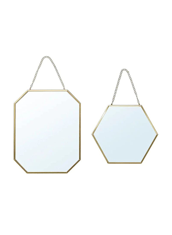 

Decorative Wall-Mounted Bathroom Mirror, 2 Pieces, Gold