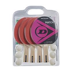 Dunlop Match 4 Player Table Tennis Racket Set, 10 Pieces, Red/Beige