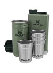Stanley 4-Piece Adventure Stainless Steel Pre-Party Shot Glass & Flask Set, Hammertone Green