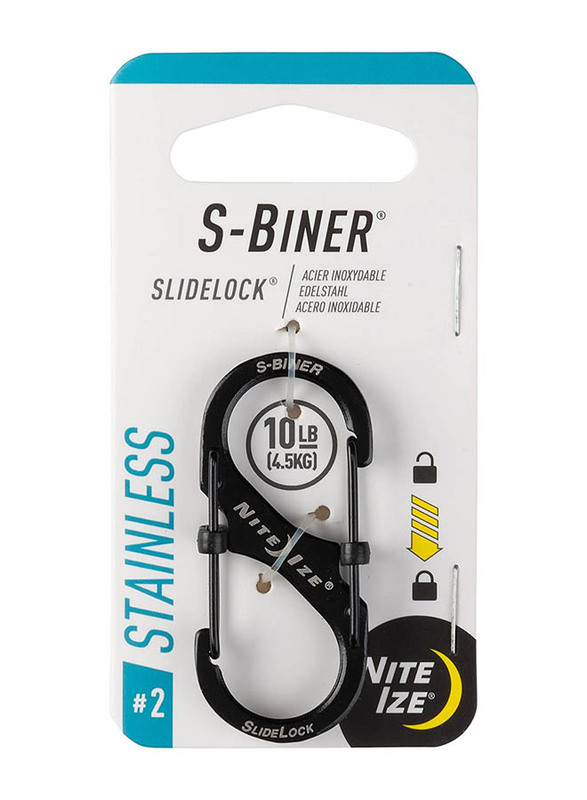 

Nite Ize Size-2 Stainless Steel Slide Lock S-Biner, LSB2-01-R3, Black