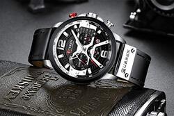 Curren Analog Stylish Multi-Function Watch for Men with Stainless Steel Band, Water Resistant and Chronograph, Black/Silver