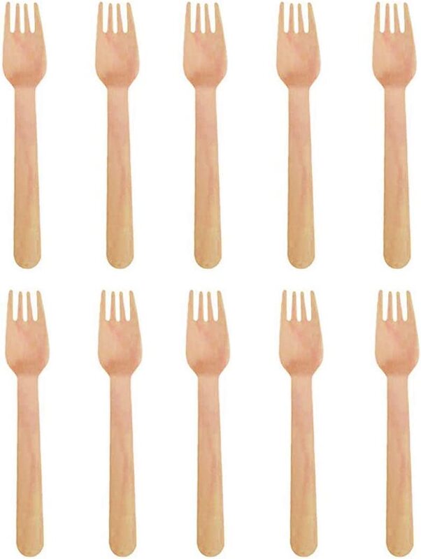 

Generic 24-Piece 14cm Party Fun Disposable Wooden Fork Set, Beige