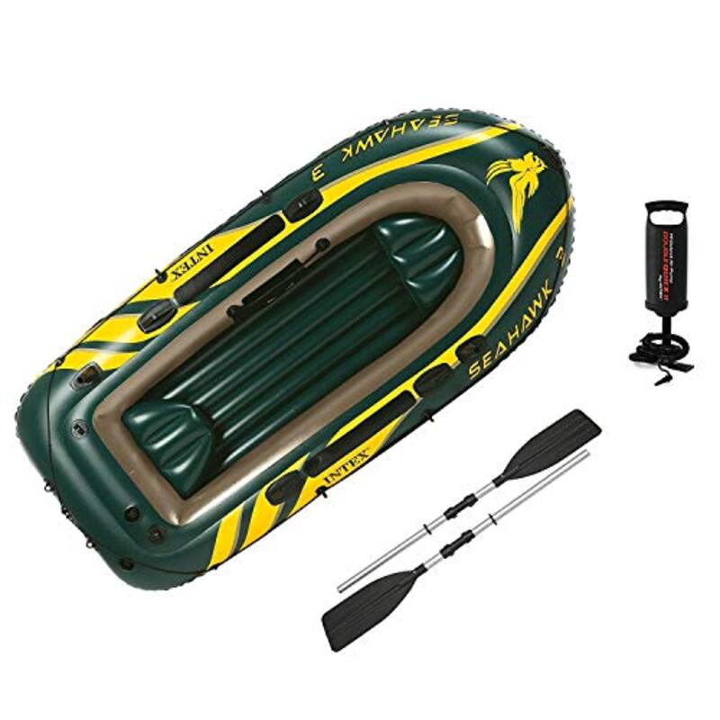 

Intex Seahawk 3 Fishing Boat Set with Oars & Pump, 4 Piece, 68380, Green/Yellow