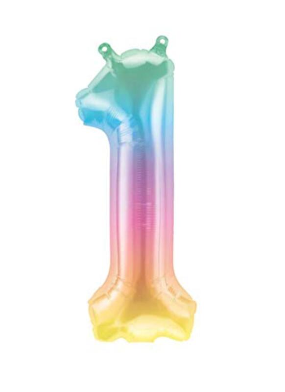

Party Fun 16-Inch No.1 Foil Rainbow Balloons for Birthday Party/Wedding/Anniversary Decorations, All Ages