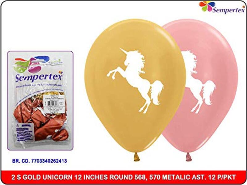 

Sempertex 12-Inch Round Metallic Unicorn Latex Balloons, 12-Piece, Assorted Colours