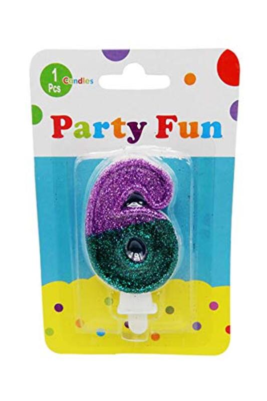 

Generic Party Fun 6 Numerical Glitters Candle, 2-Inch, Purple/Green