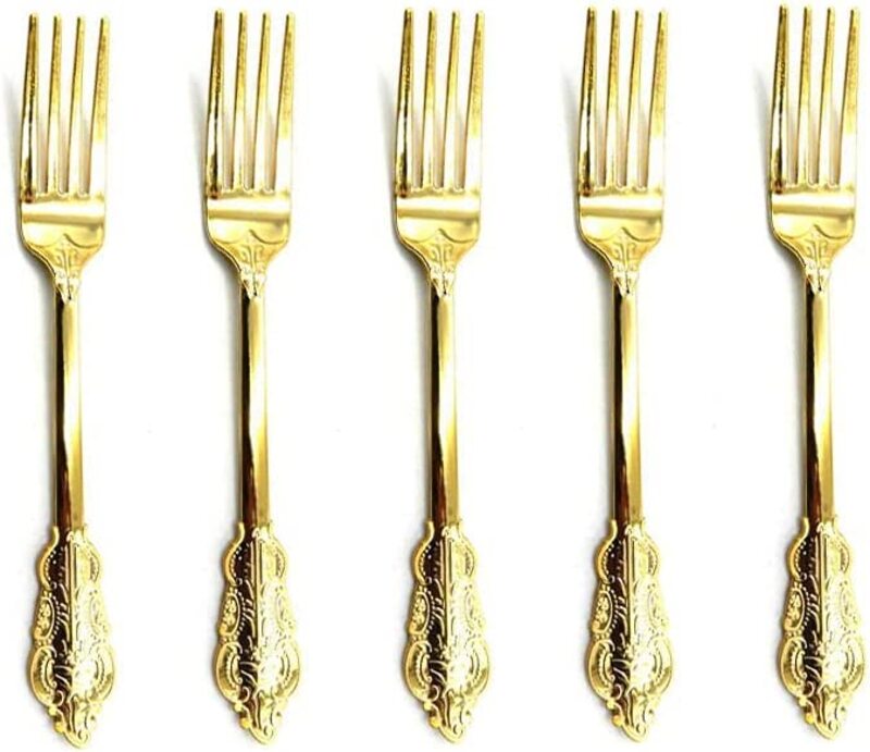 

Generic 10-Piece 17.5cm Beautiful Disposable Plastic Fork Set, Gold