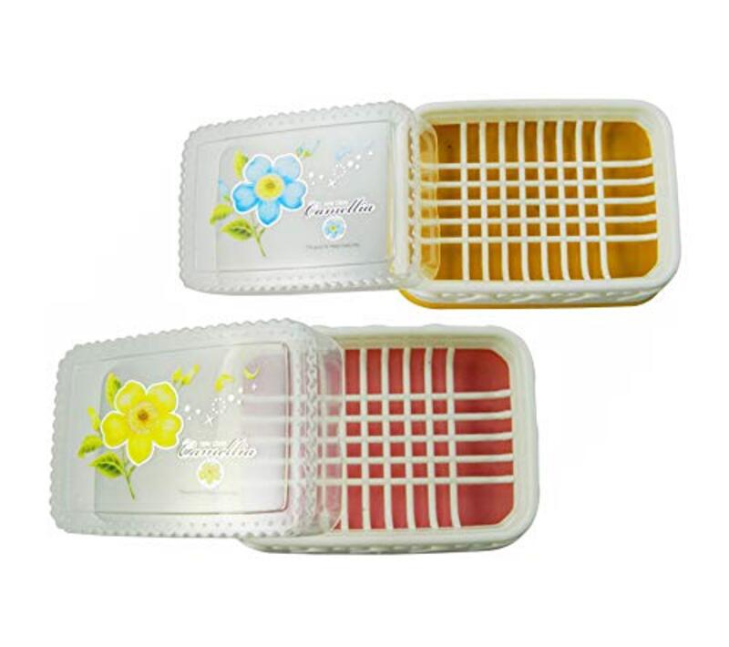 

Very Beautiful Rectangular Designed Plastic Soap Case with Closing Lid Attached, White