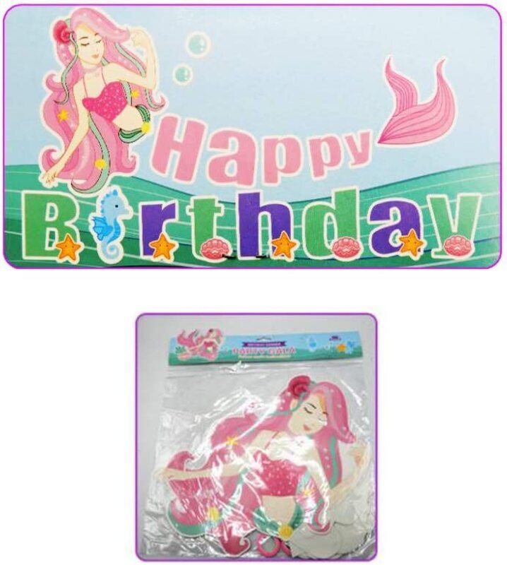 

Generic 4-Meter Fun Mermaid Shape Happy Birthday Banner for Party Props Supplies and Decorations, Multicolour