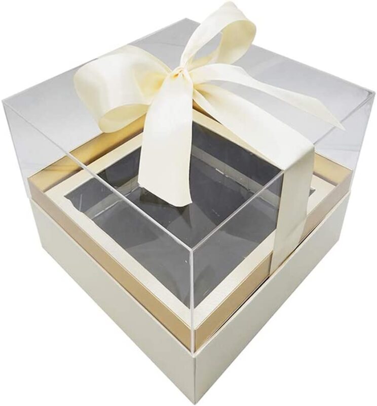 

Luxury Acrylic Square Shaped Gift Box for Rose, Chocolates and Candies, All Ages, Beige