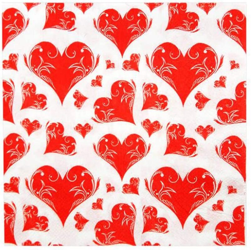 

Party Heart Printed 2 Ply Napkins, 20 Pieces, All Ages, Red
