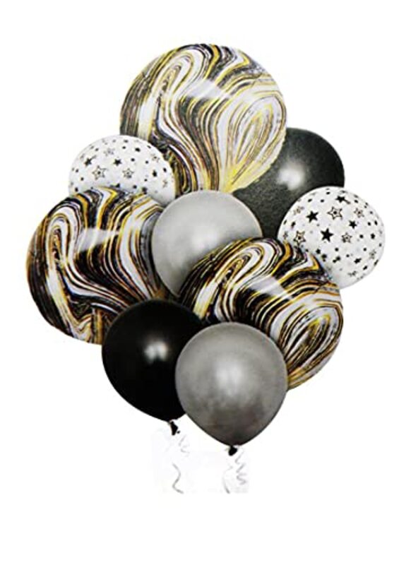 

Beautiful Black Assorted Round Balloons, 9-Piece, All Ages