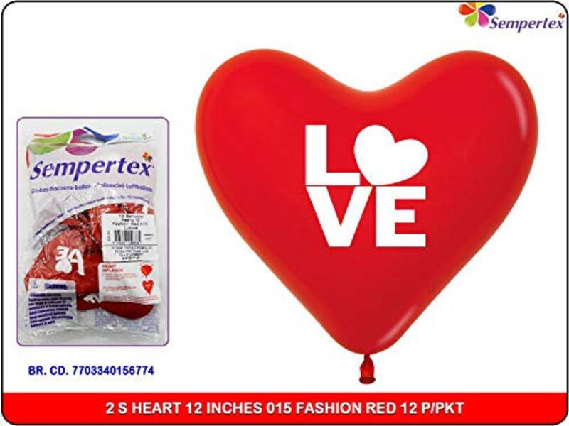 

Sempertex 12-Inch Heart Shape Red Love Latex Balloon, 12-Piece, All Ages