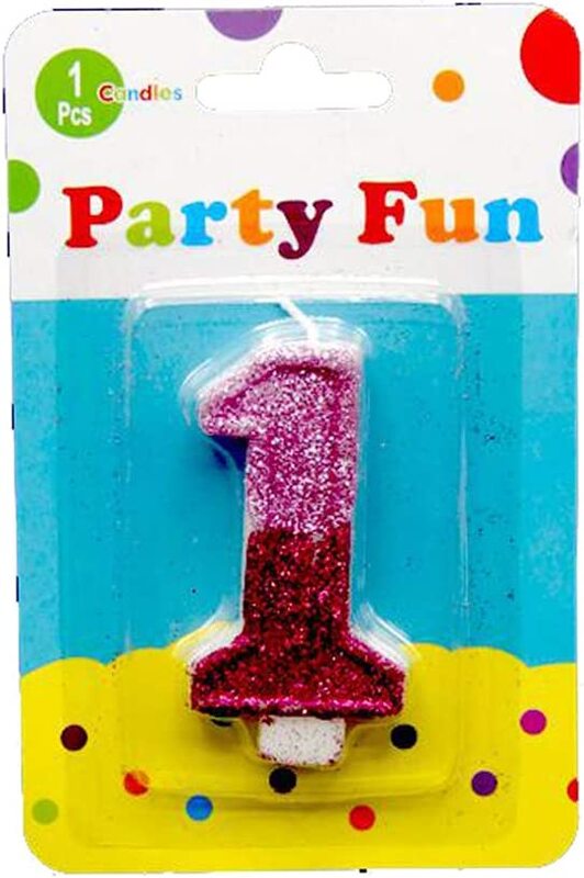 

2-inch Party Fun Number 1 Glitter Candle, Multicolour