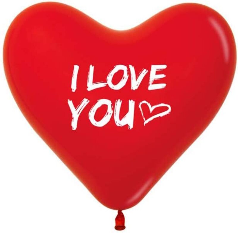 

Sempertex 12-inch I Love You Printed Latex Heart Balloons, 12 Pieces, Red