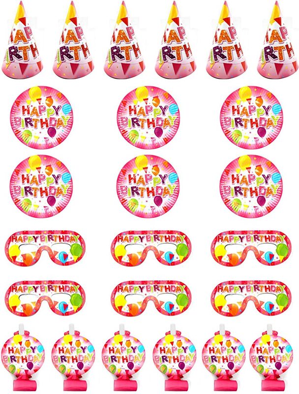 

Party Fun Happy Birthday Party Supplies Set, 24 Pieces, Pink