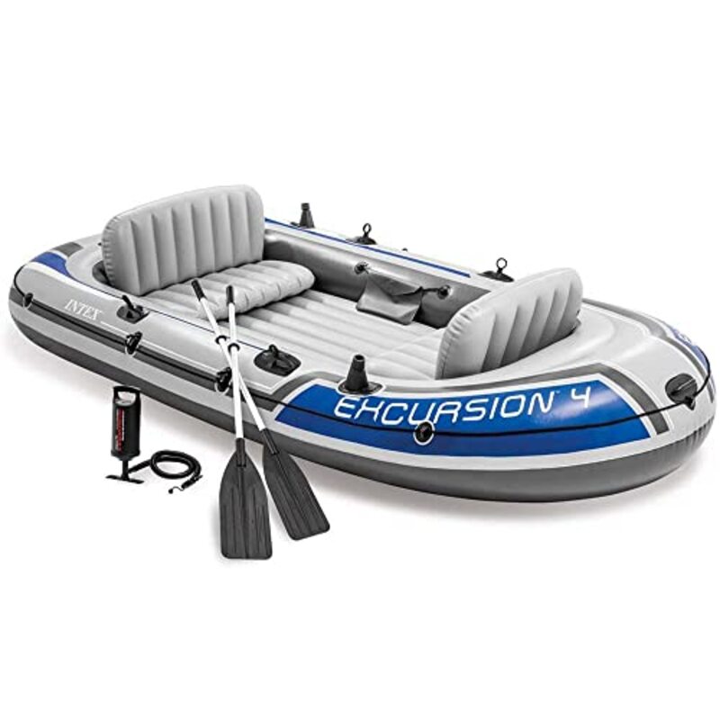 

Intex Excursion 4 Inflatable Boat Set, Blue/Grey