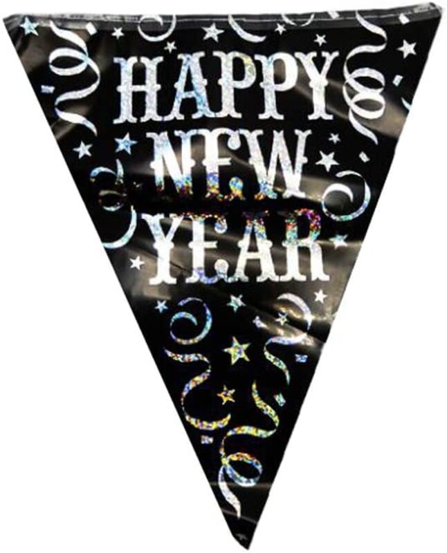 

New Year's Eve Happy New Year Party Flags Banners For Party Props Party Supplies, 11 Pieces, Ages 3+, Black