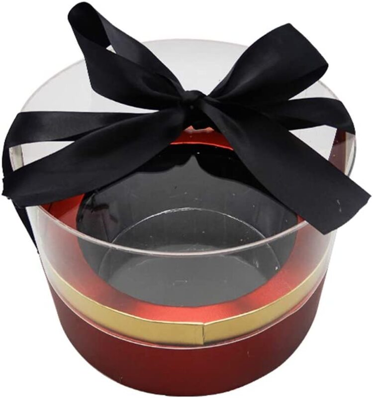 

Luxury Acrylic Round Shaped Gift Box for Rose, Chocolates and Candies, All Ages, Red