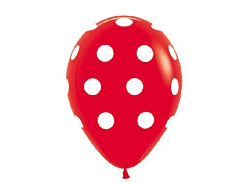 

Sempertex 12-Inch Round Fashion Polka Dots Latex Balloons Set, 50-Piece, Red