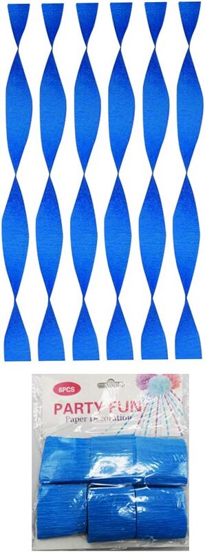 

Generic Party Fun Crinkled Crepe Paper Rolls for Party Decoration Set, 6 Pieces, All Ages, Dark Blue