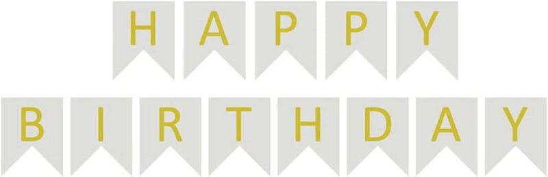 

Generic Happy Birthday Party Decorations Banner, Ages 3+, White/Gold