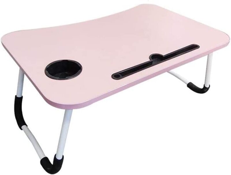 

Table Tray Lap Desk Notebook Stand with I-pad Holder Cup, Pink