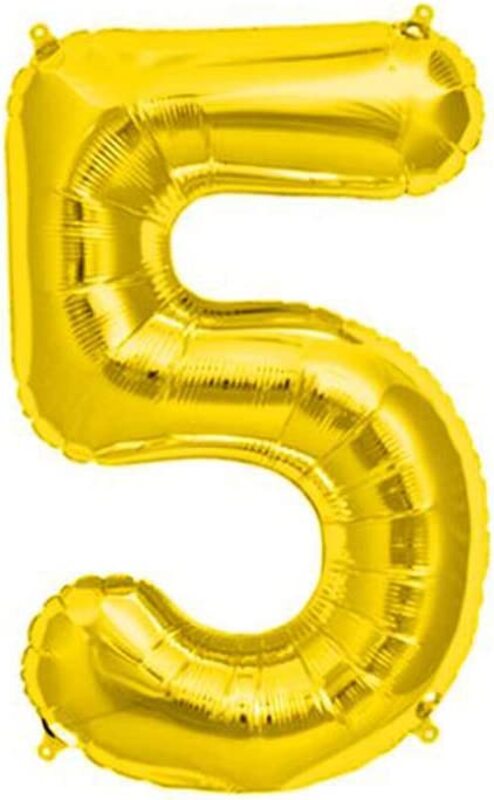 

40-Inch Number 5 Helium Foil Balloon, Ages 3+, Golden