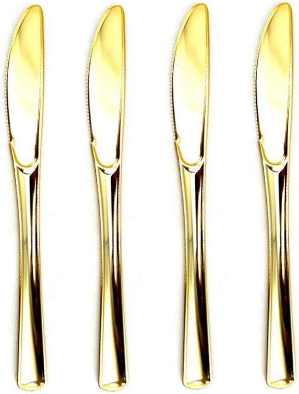 

20cm 10-Piece Party Fun Disposable Plastic Butter Knives Set, Gold