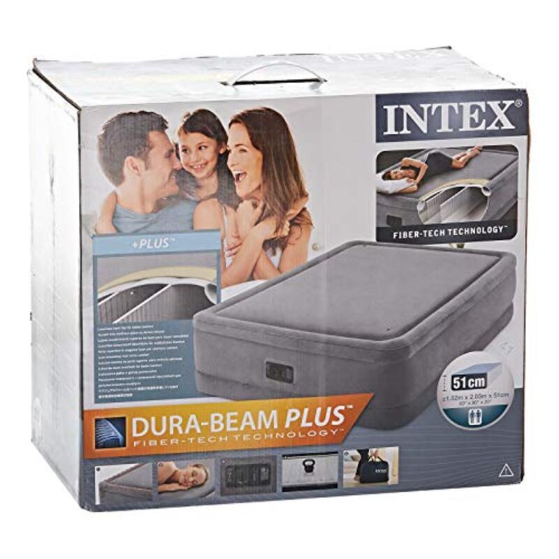 

Intex Premaire Dream Support Inflatable Airbed with Sleek Built-in Pump USB Port, Grey