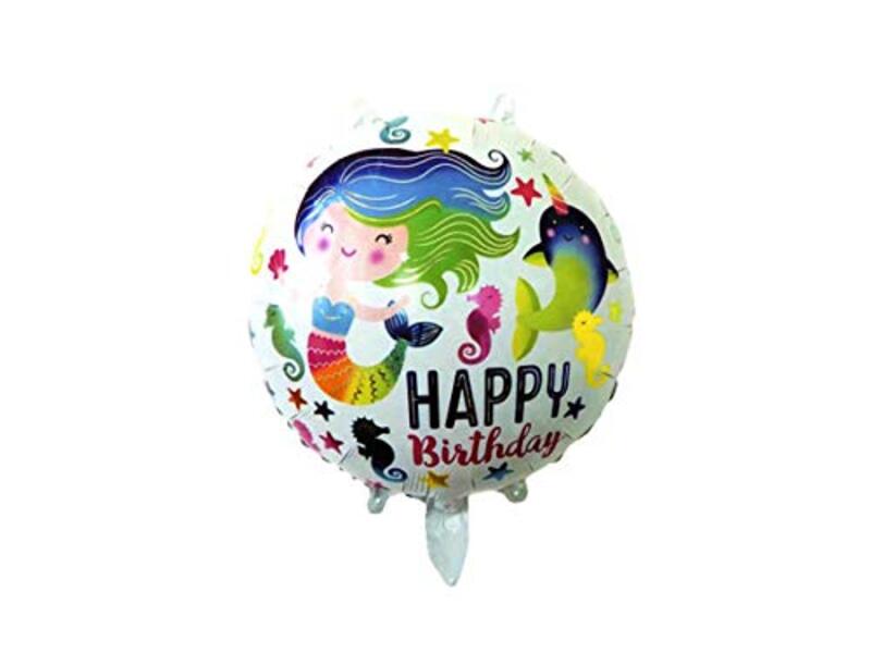 

18-Inch Round Foil Mermaid Happy Birthday Balloon for Decoration, All Ages