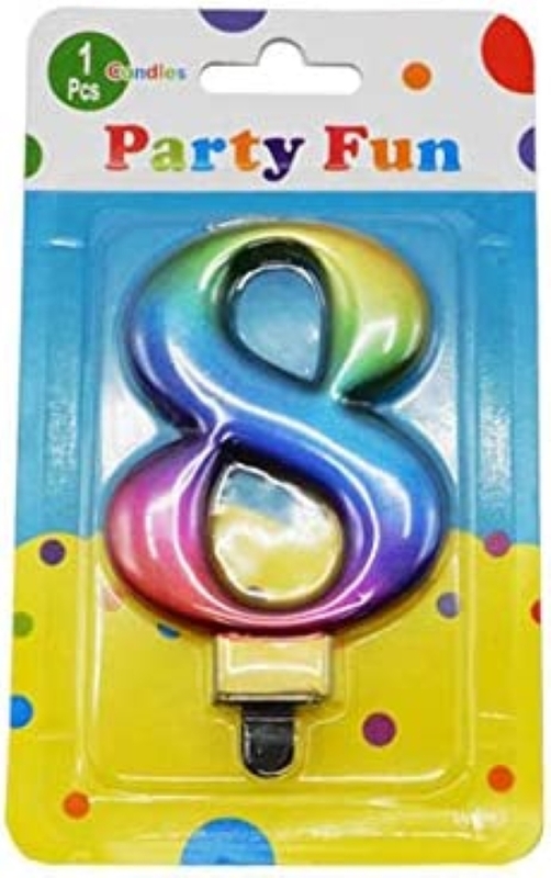 

Generic Party Fun Metallic 8 Number Candle, Multicolour