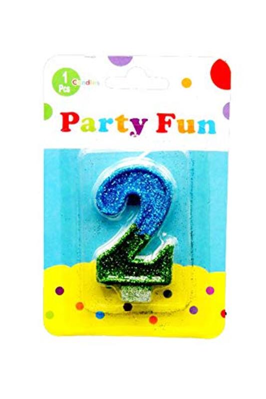 

Generic Party Fun 2 Numerical Glitters Candle, 2-Inch, Blue/Green