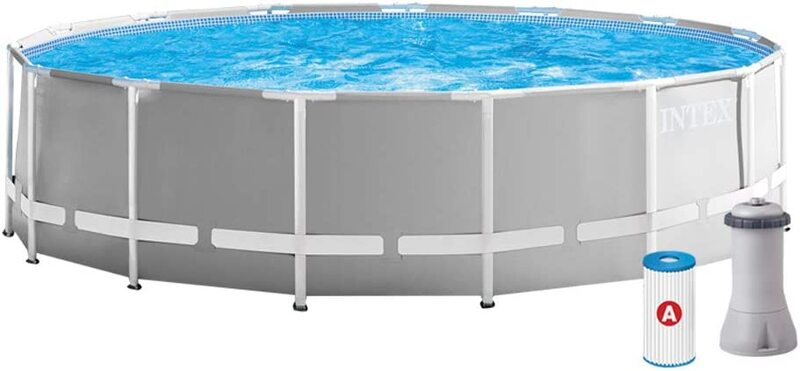 

Intex Round Detachable Swimming Pool with Filter, 26726NP, Grey