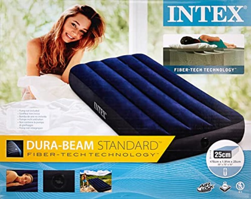 Intex Dura Beam Standard Classic Downy Airbed, Blue