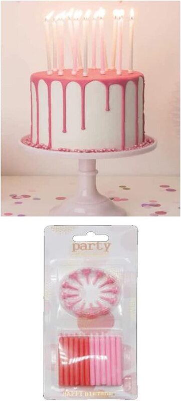 

Generic Beautiful Happy Birthday Cake Topper Regular Candles Set, 12 Pieces, Pink