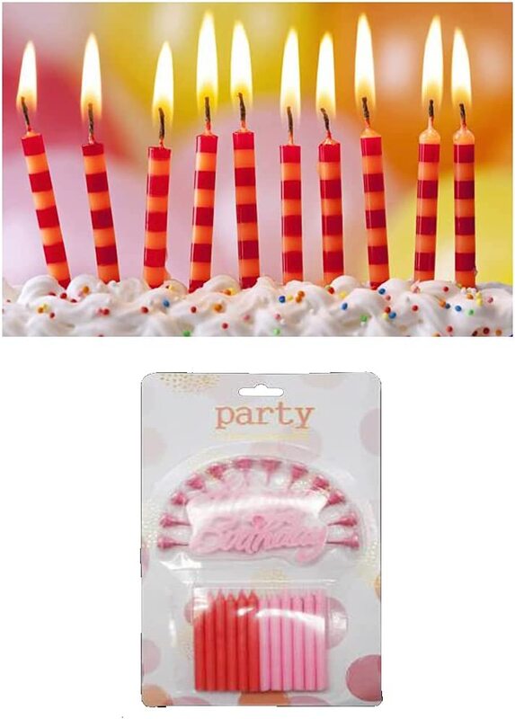 

Happy Birthday Party Cake Candles, 12 Pieces, Pink