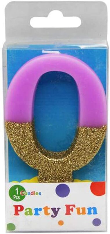 

3-inch Party Fun Number 0 Glitter Candle, Multicolour