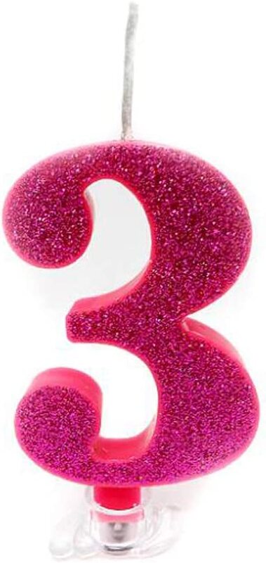 

Generic Party Fun Glitter + Sparkling Number "3" Candle Number, Pink