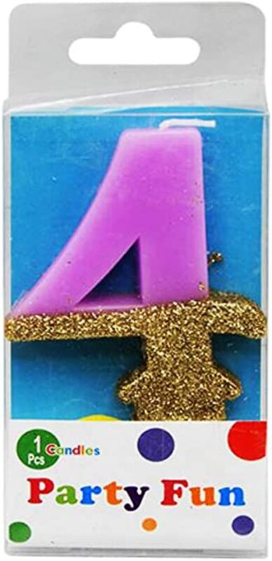 

Generic Party Fun 4 Numerical Half Glitters Candle, 3-Inch, Pink/Gold