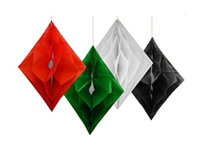 

Diamond Shape Full Honeycomb with Hanging, 20cm, 4-Piece, Multicolour