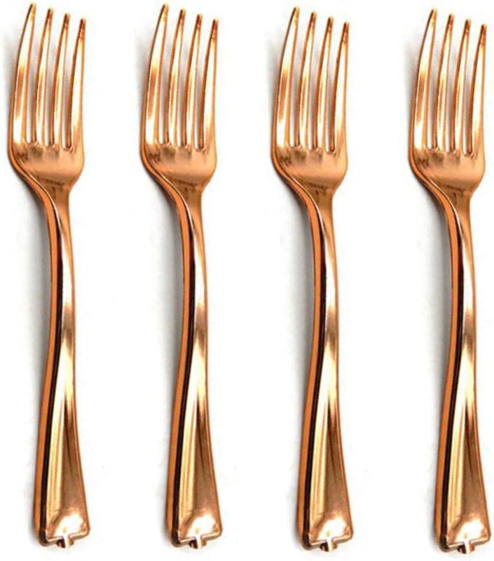 

Generic 24-Piece 10cm Beautiful Disposable Plastic Fork Set, Copper