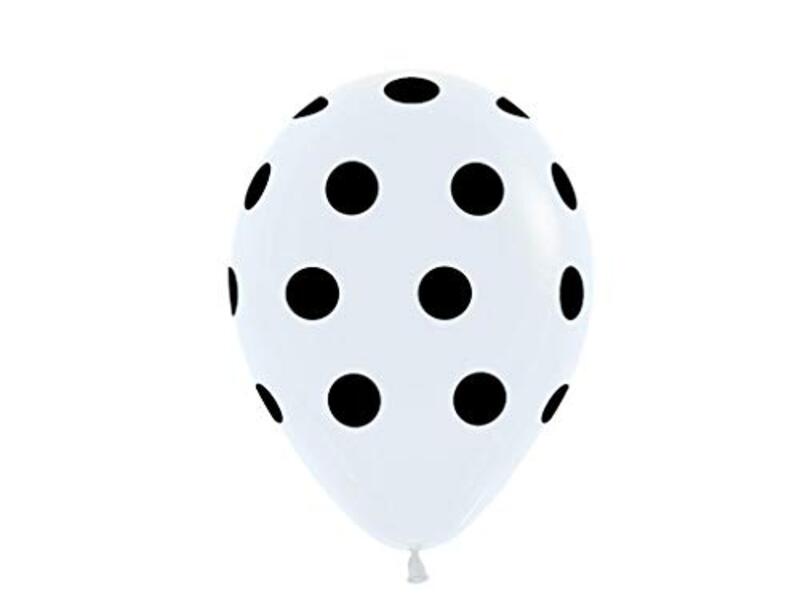 

Sempertex 12-Inch Round Fashion Polka Dots Latex Balloons Set, 50-Piece, Solid White