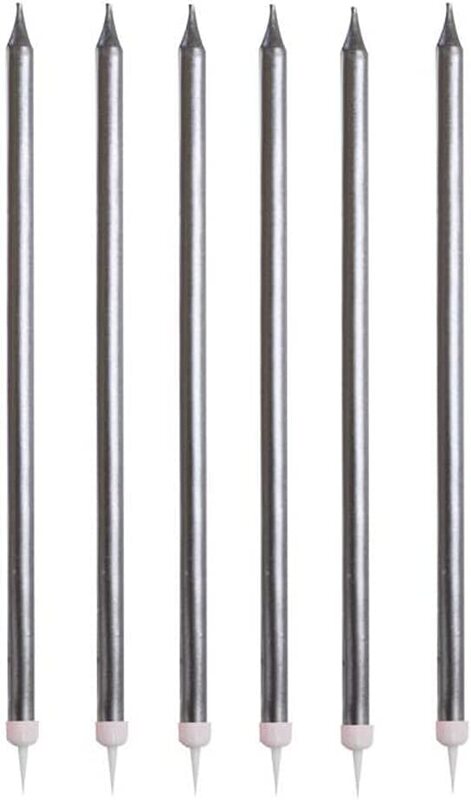 

Beautiful Birthday Cake Candles, 6 Pieces, Silver