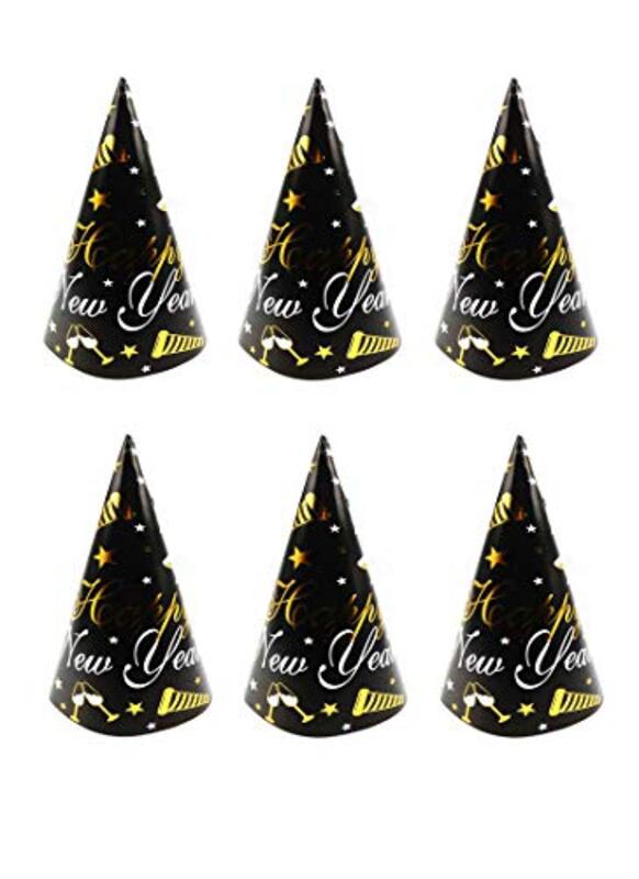 

Generic 12-inch Happy New Year Paper Hat for Party, 6 Pieces, All Ages