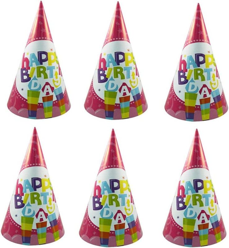 

Paper Cone Birthday Party Hats, 6 Pieces, Multicolour